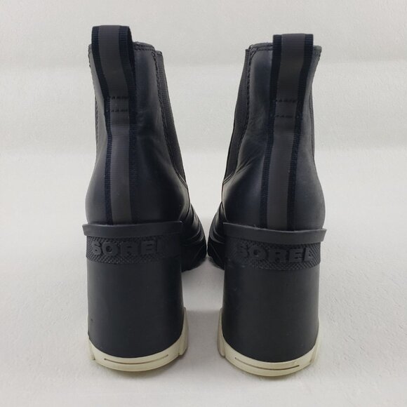 Sorel Brex Chelsea Ankle Boot Womens 8 Black Leather Pull On Waterproof Block - Picture 10 of 13